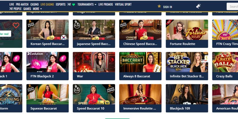 Explore a massive game library at 747live